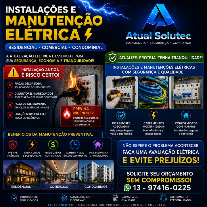 Instalações e manutenção elétrica — apresentação da Atual Solutec